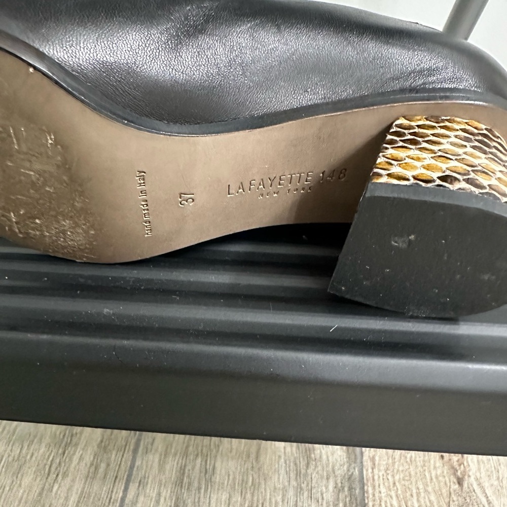 Lafayette 148 New York Black and Tan Heels with Decorative Heel